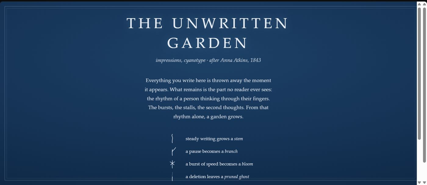 The Unwritten Garden, an interactive cyanotype piece
