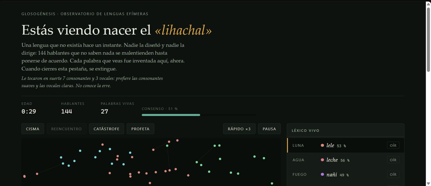 Glosogénesis, a live generative-language piece